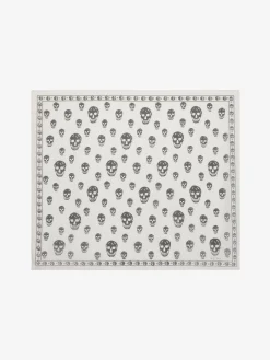Classic Silk Chiffon Skull Scarf in Ivory/Black