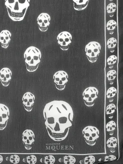 Classic Silk Skull Scarf in Black