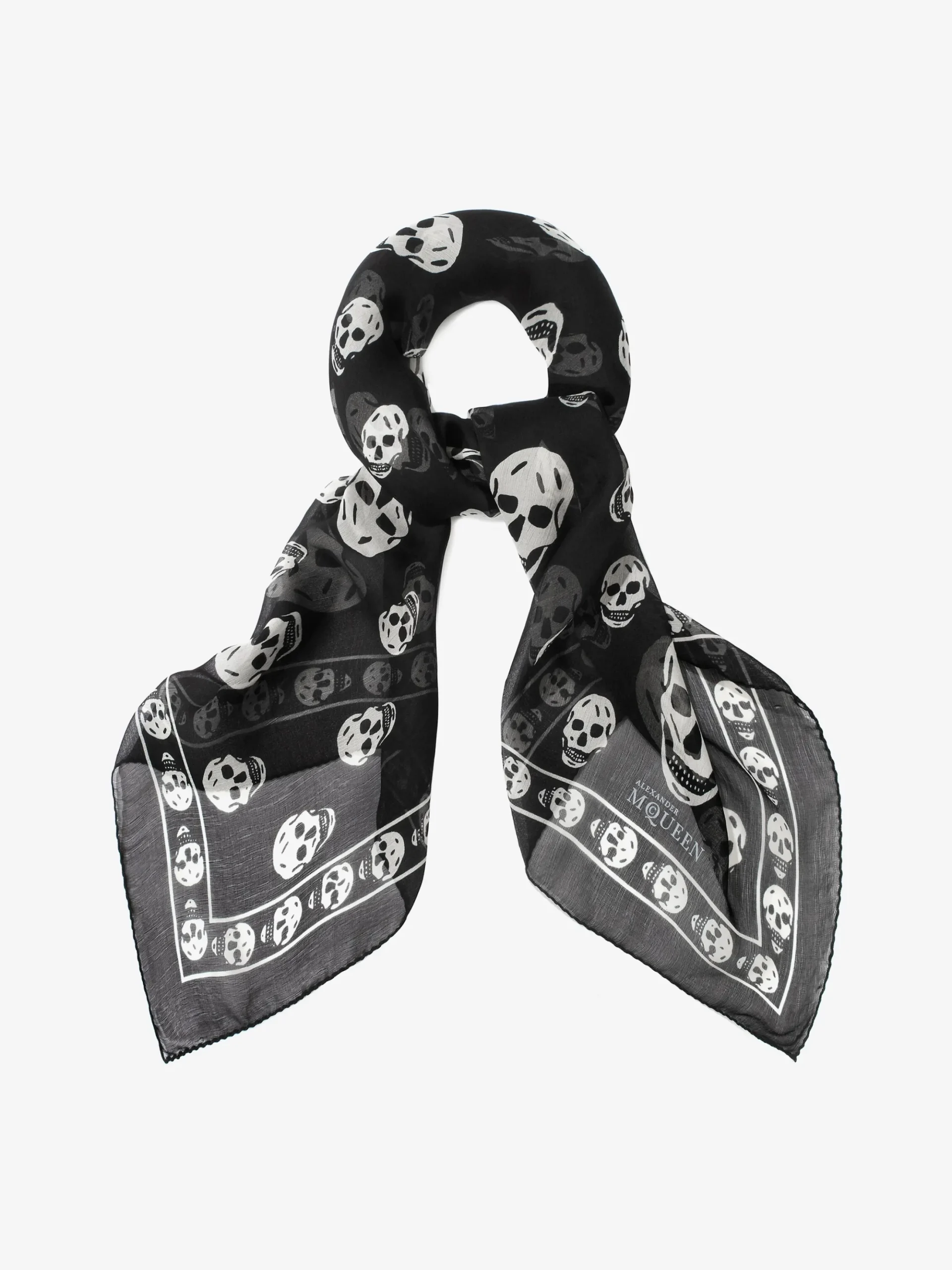 Classic Silk Skull Scarf in Black