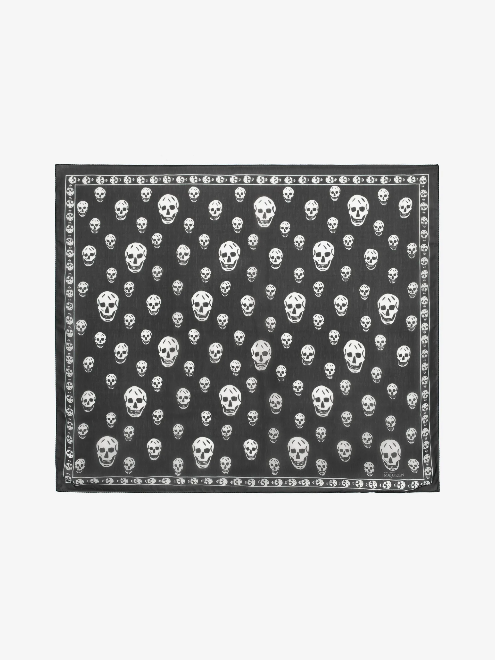 Classic Silk Skull Scarf in Black