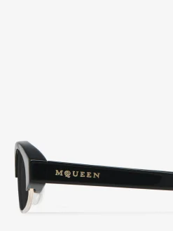 McQueen Ellipse Sunglasses in Black/Smoke