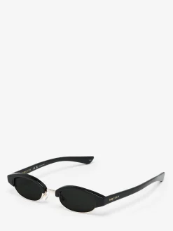 McQueen Ellipse Sunglasses in Black/Smoke
