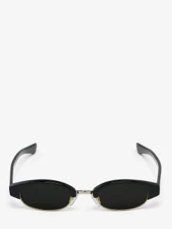 McQueen Ellipse Sunglasses in Black/Smoke
