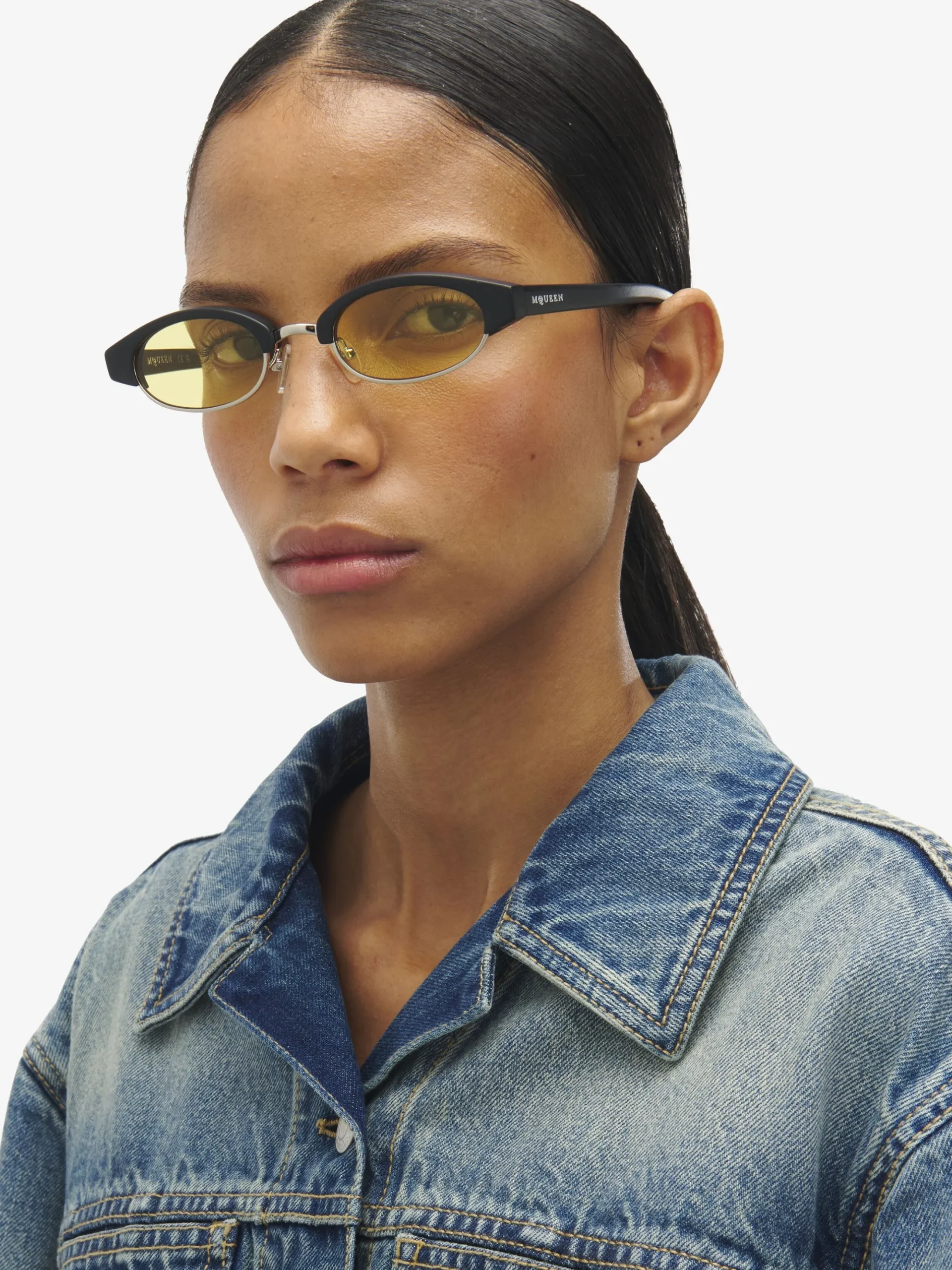 McQueen Ellipse Sunglasses in Black/Yellow