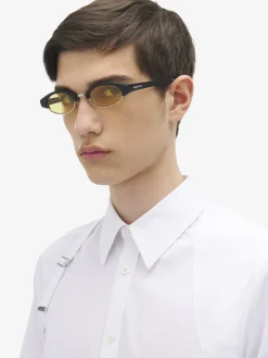 McQueen Ellipse Sunglasses in Black/Yellow