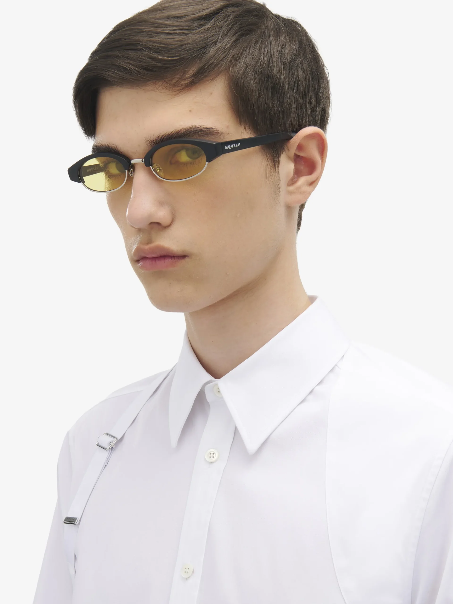 McQueen Ellipse Sunglasses in Black/Yellow