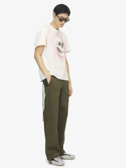 Men's Airbrushed Skull T-shirt in White/Multicolour