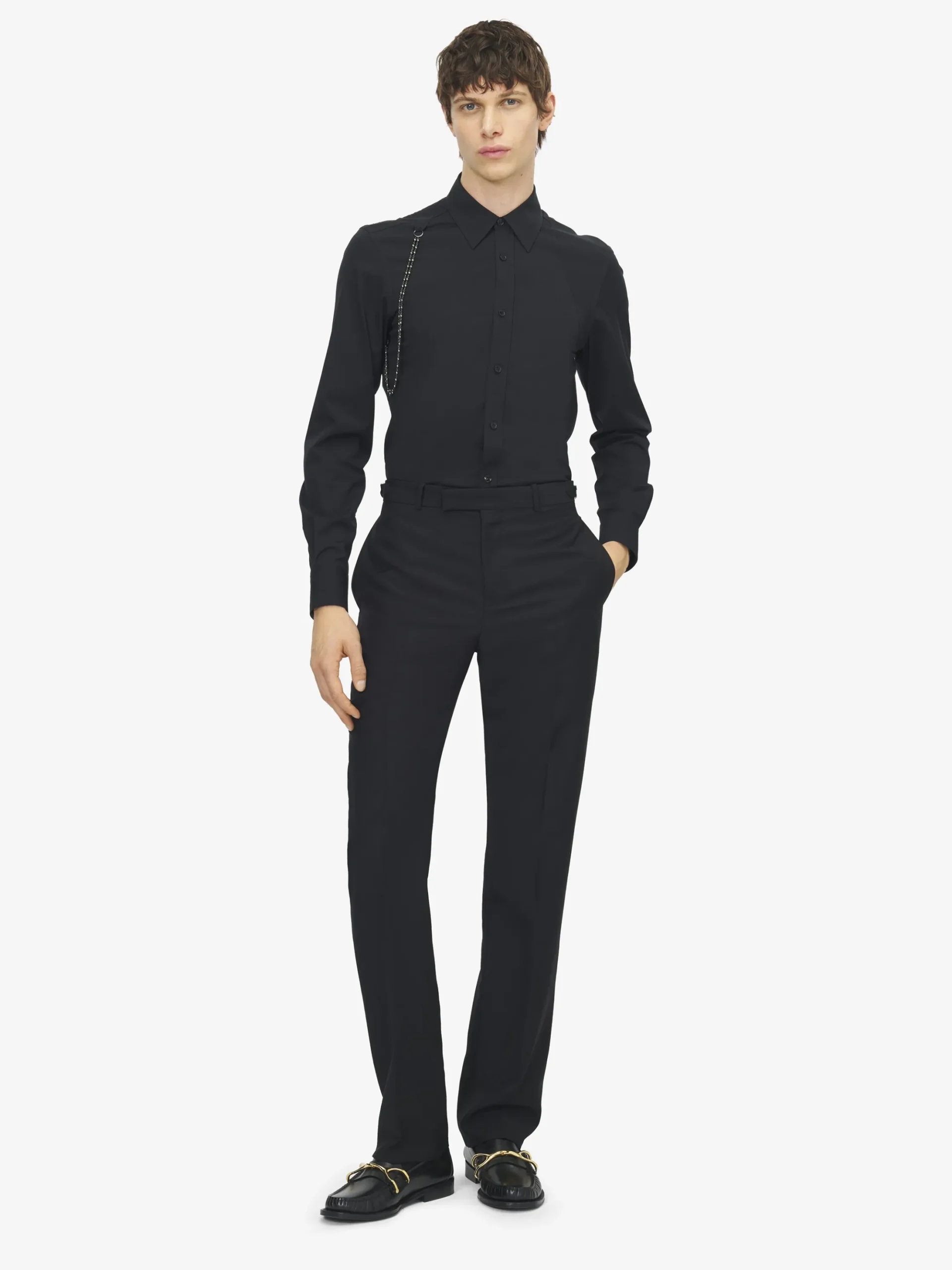 Men's Chain Harness Shirt in Black