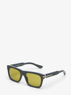 Men's City T-Bar Rectangular Sunglasses in Grey/Yellow