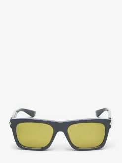 Men's City T-Bar Rectangular Sunglasses in Grey/Yellow