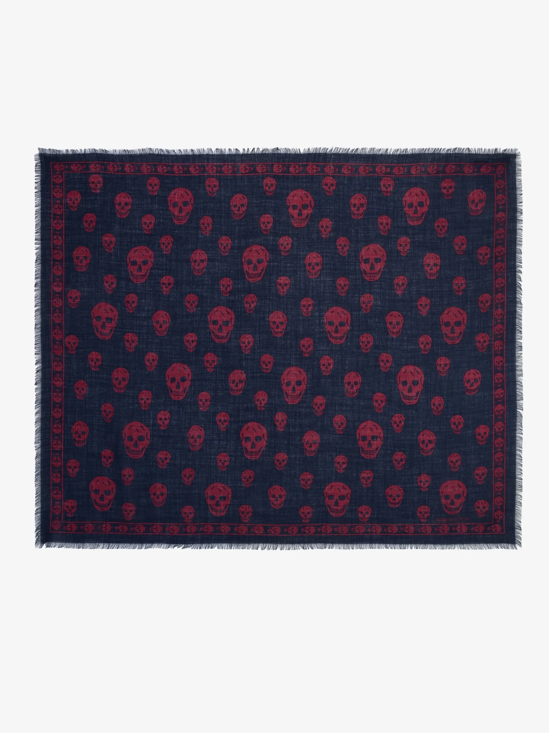 Men's Classic Skull Foulard in Navy/Burgundy