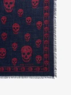 Men's Classic Skull Foulard in Navy/Burgundy