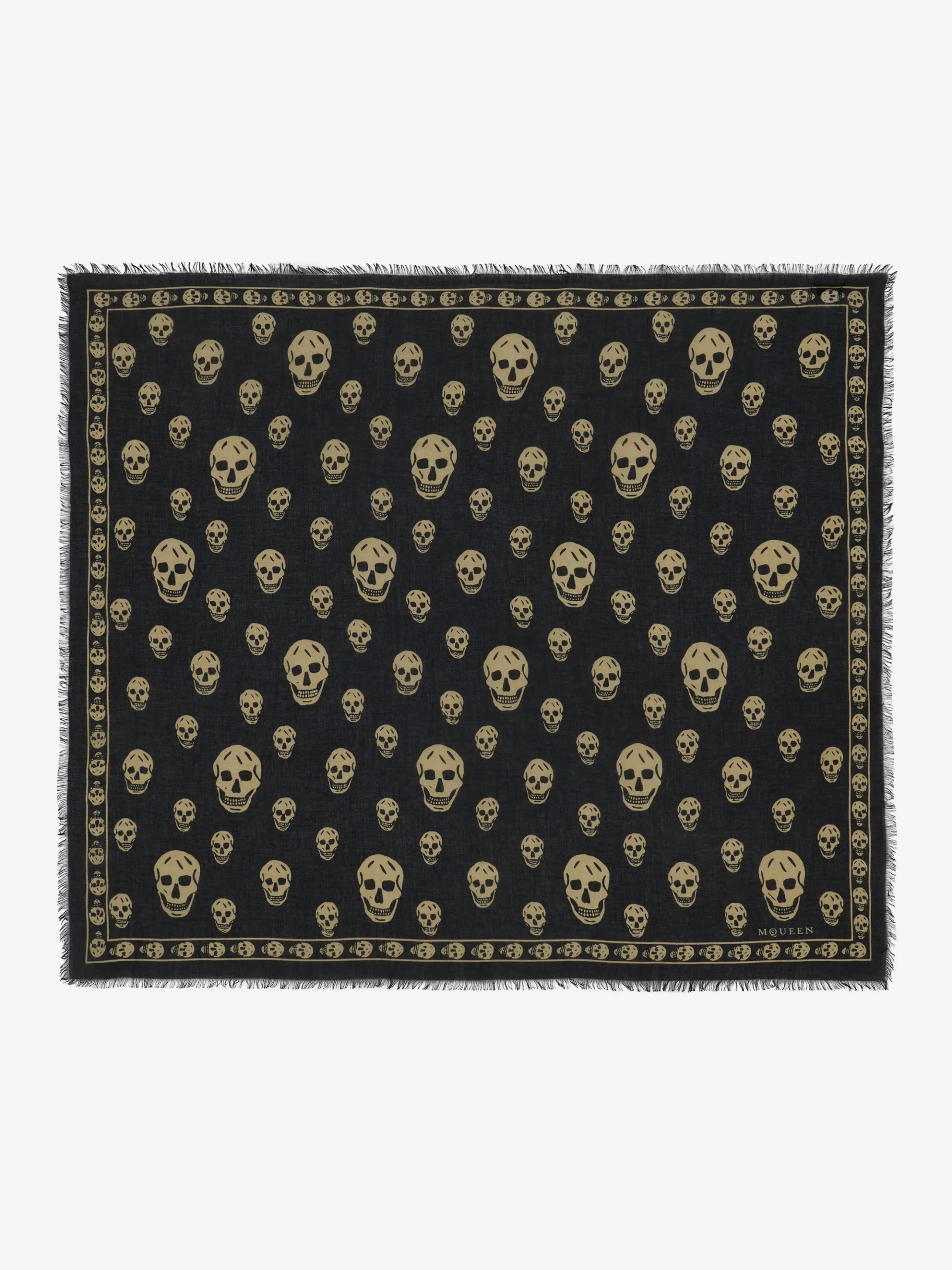 Men's Classic Skull Scarf in Black/Light Brown
