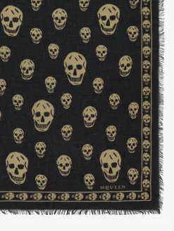 Men's Classic Skull Scarf in Black/Light Brown