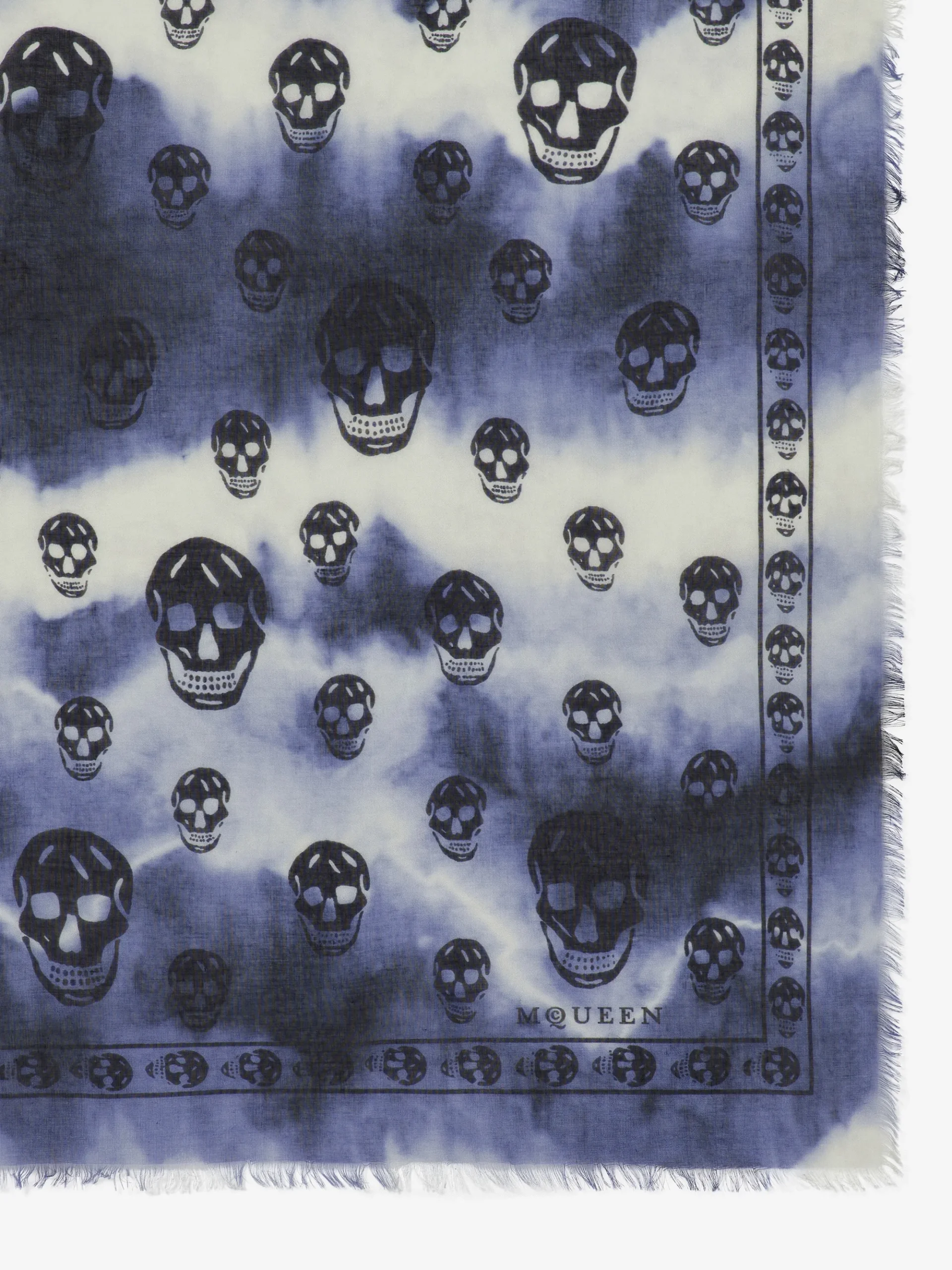 Men's Classic Skull Scarf in Navy/Ivory