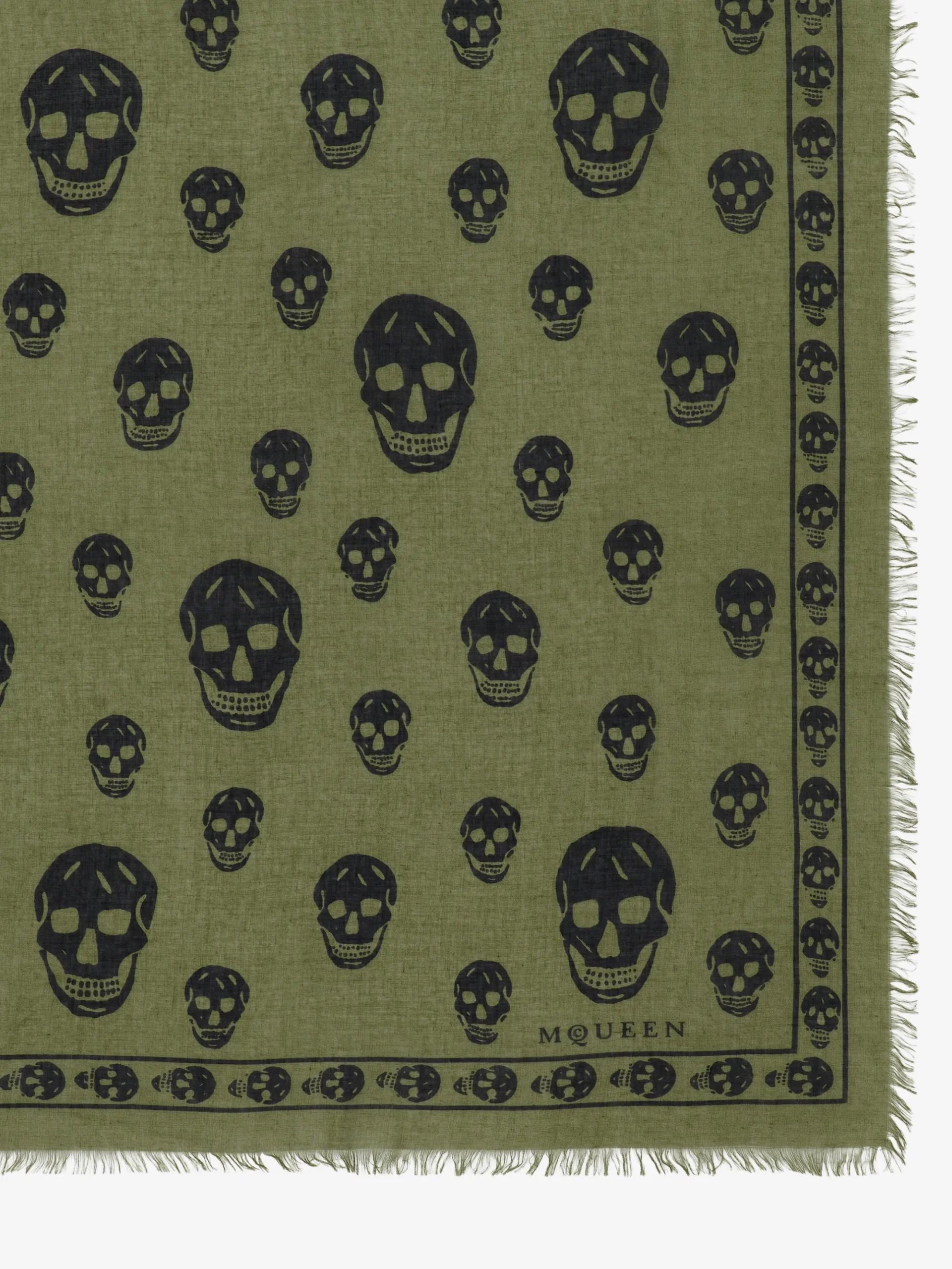Men's Classic Skull Scarf in Olive Green/Black