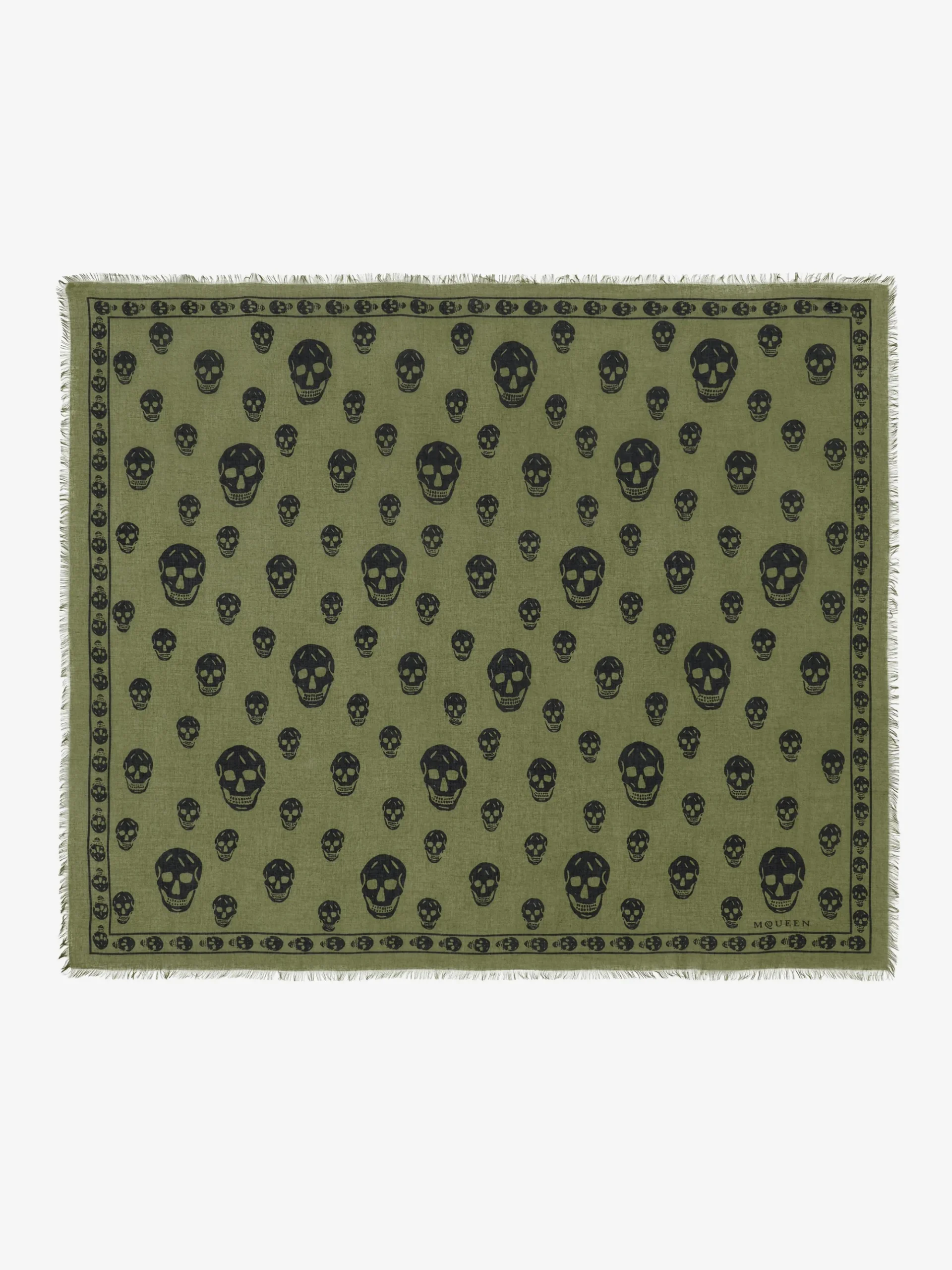 Men's Classic Skull Scarf in Olive Green/Black