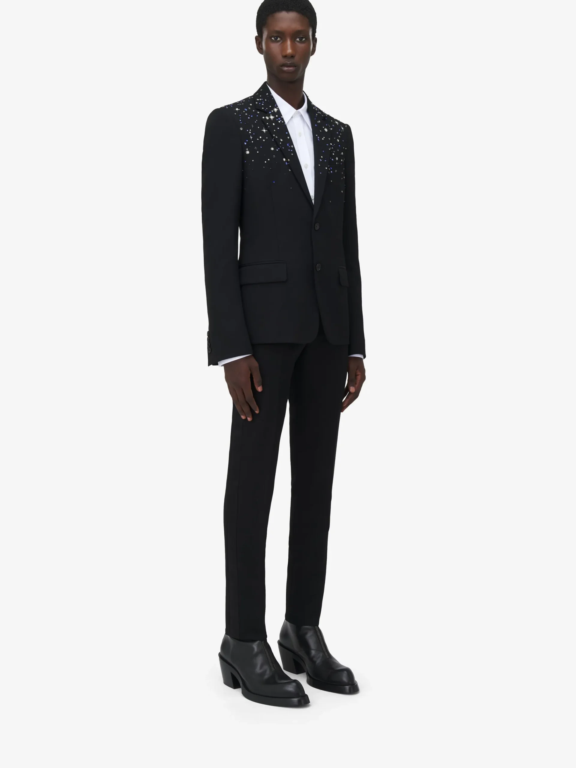 Men's Constellation Embroidered Single-breasted Jacket in Black
