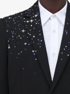 Men's Constellation Embroidered Single-breasted Jacket in Black