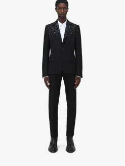 Men's Constellation Embroidered Single-breasted Jacket in Black