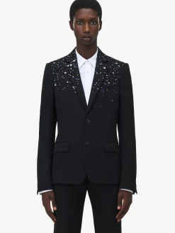 Men's Constellation Embroidered Single-breasted Jacket in Black