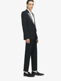 Men's Crystal Embroidery Single-breasted Jacket in Black