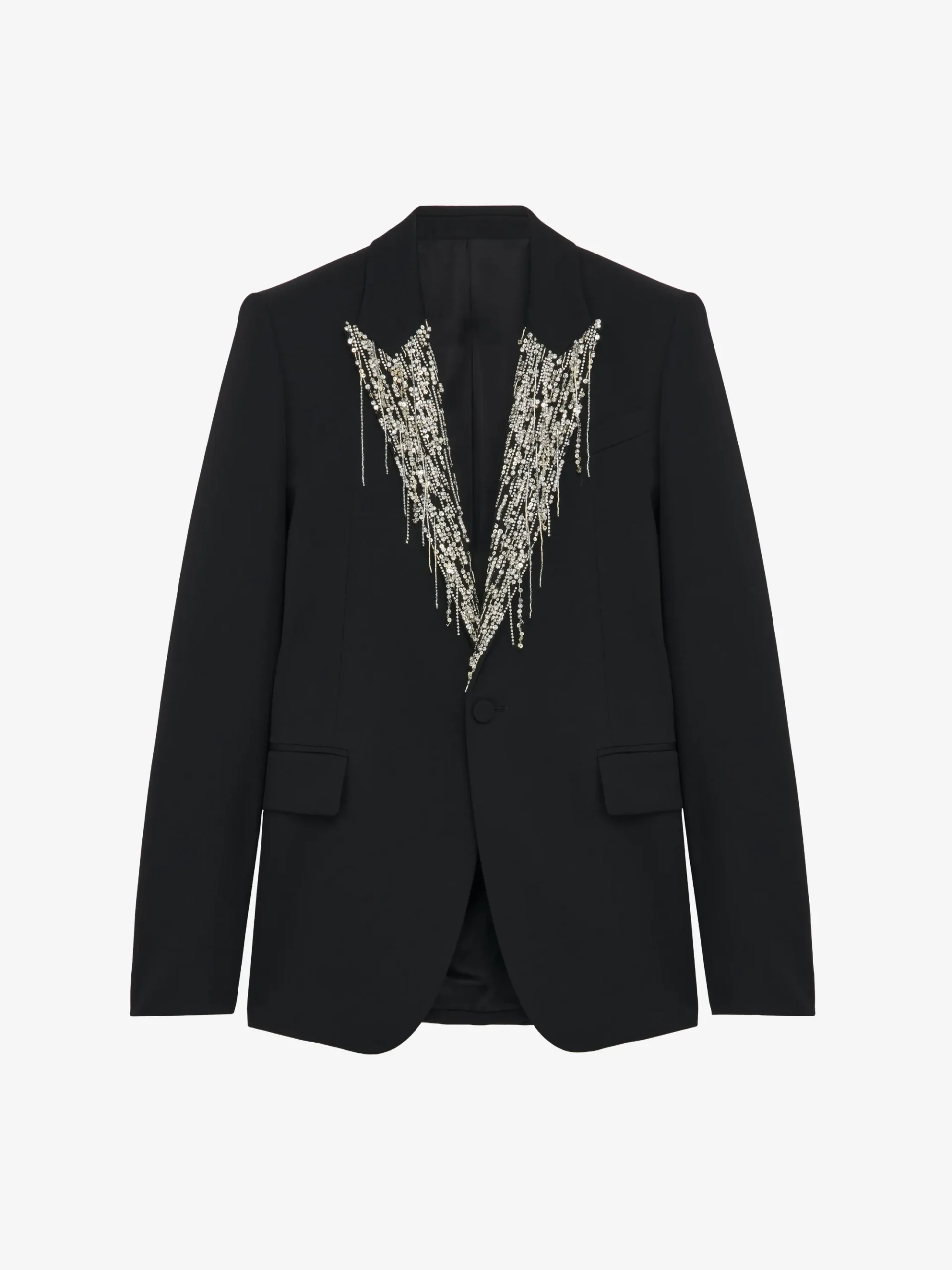 Men's Crystal Embroidery Single-breasted Jacket in Black