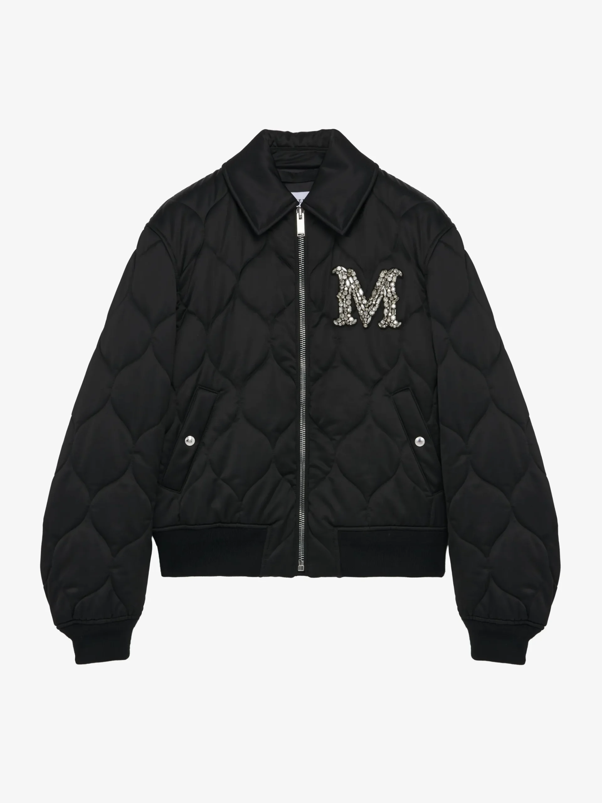 Men's Crystal Logo Quilted Jacket in Black