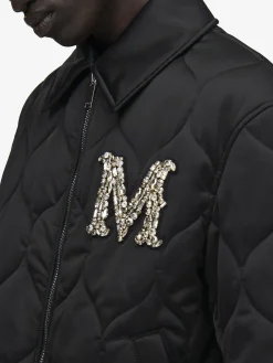 Men's Crystal Logo Quilted Jacket in Black