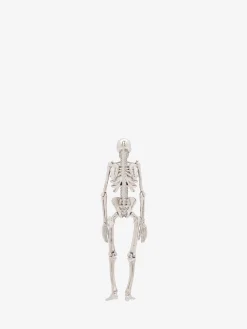 Men's Dancing Skeleton Pin Brooch in Silver-finish