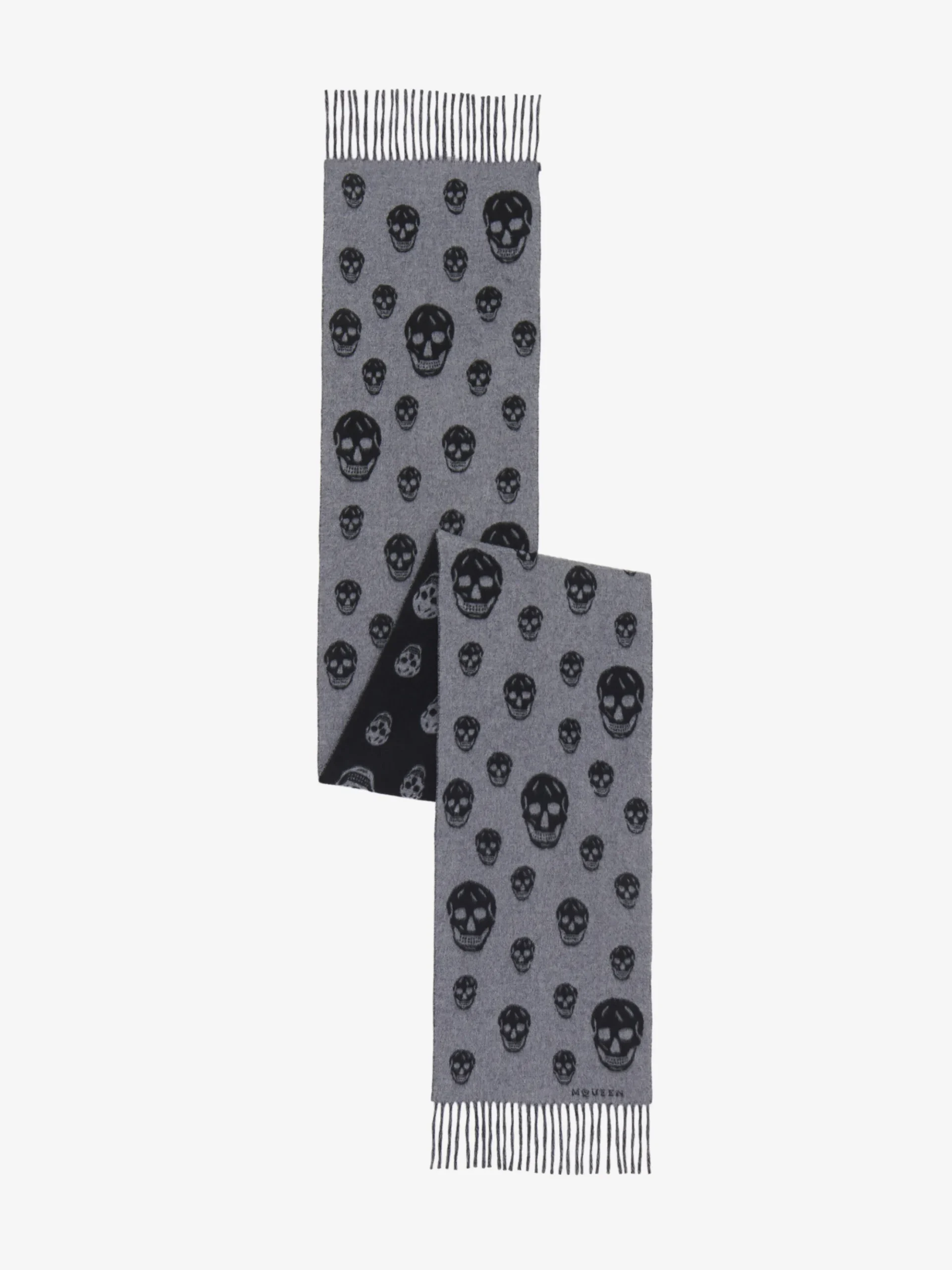 Men's Double Face Skull Scarf in Graphite/Black