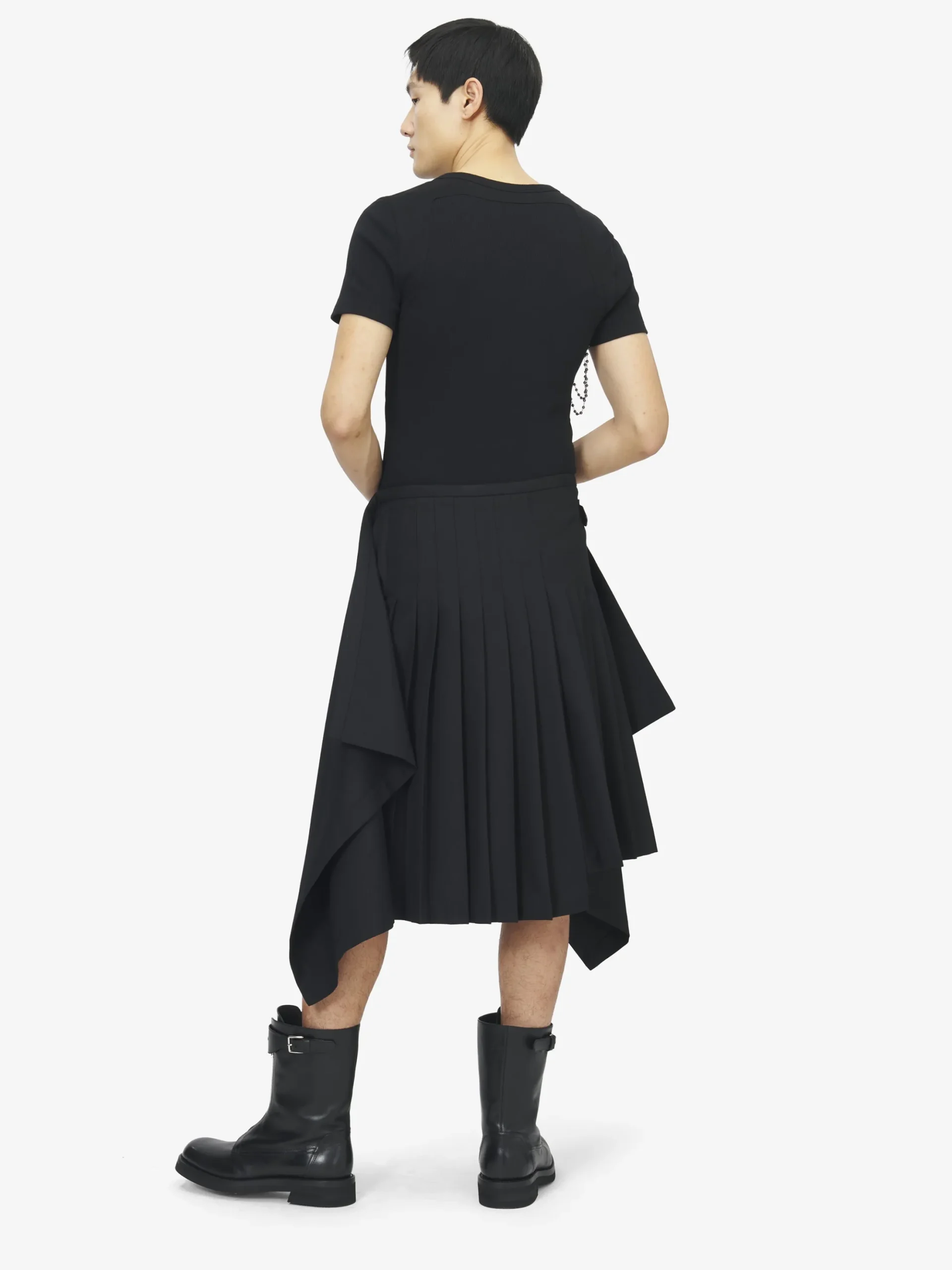 Men's Draped Kilt in Black