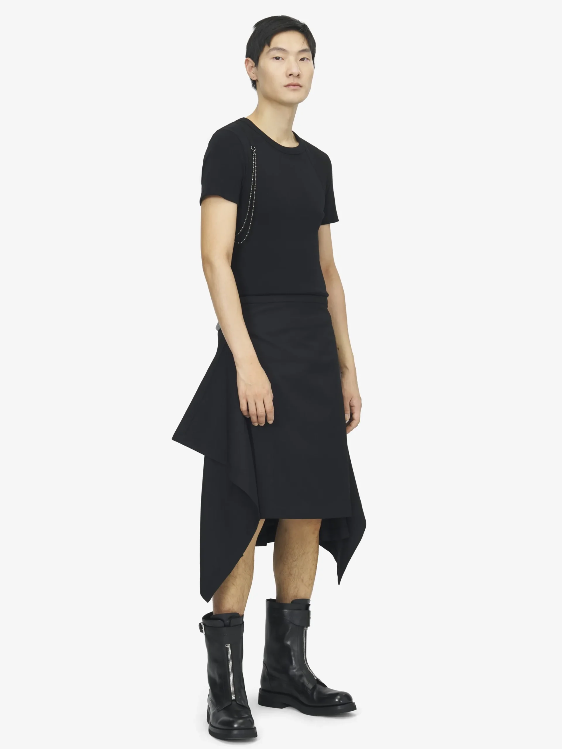 Men's Draped Kilt in Black