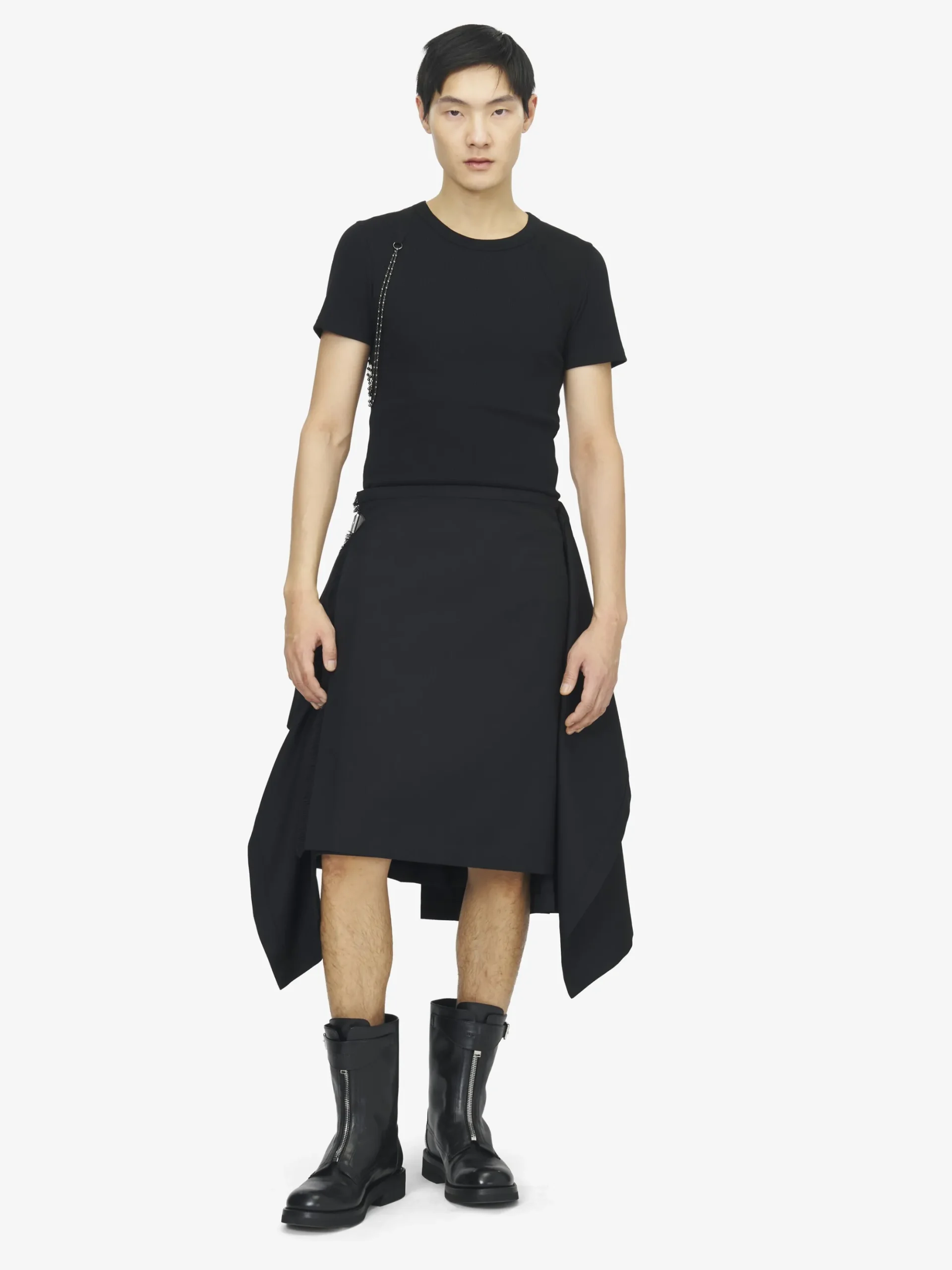 Men's Draped Kilt in Black