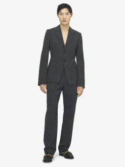 Men's Flecked Pinstripe Single-breasted Jacket in Grey Melange