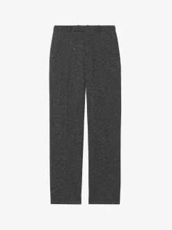 Men's Flecked Pinstripe Trousers in Grey Melange