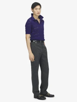 Men's Flecked Pinstripe Trousers in Grey Melange