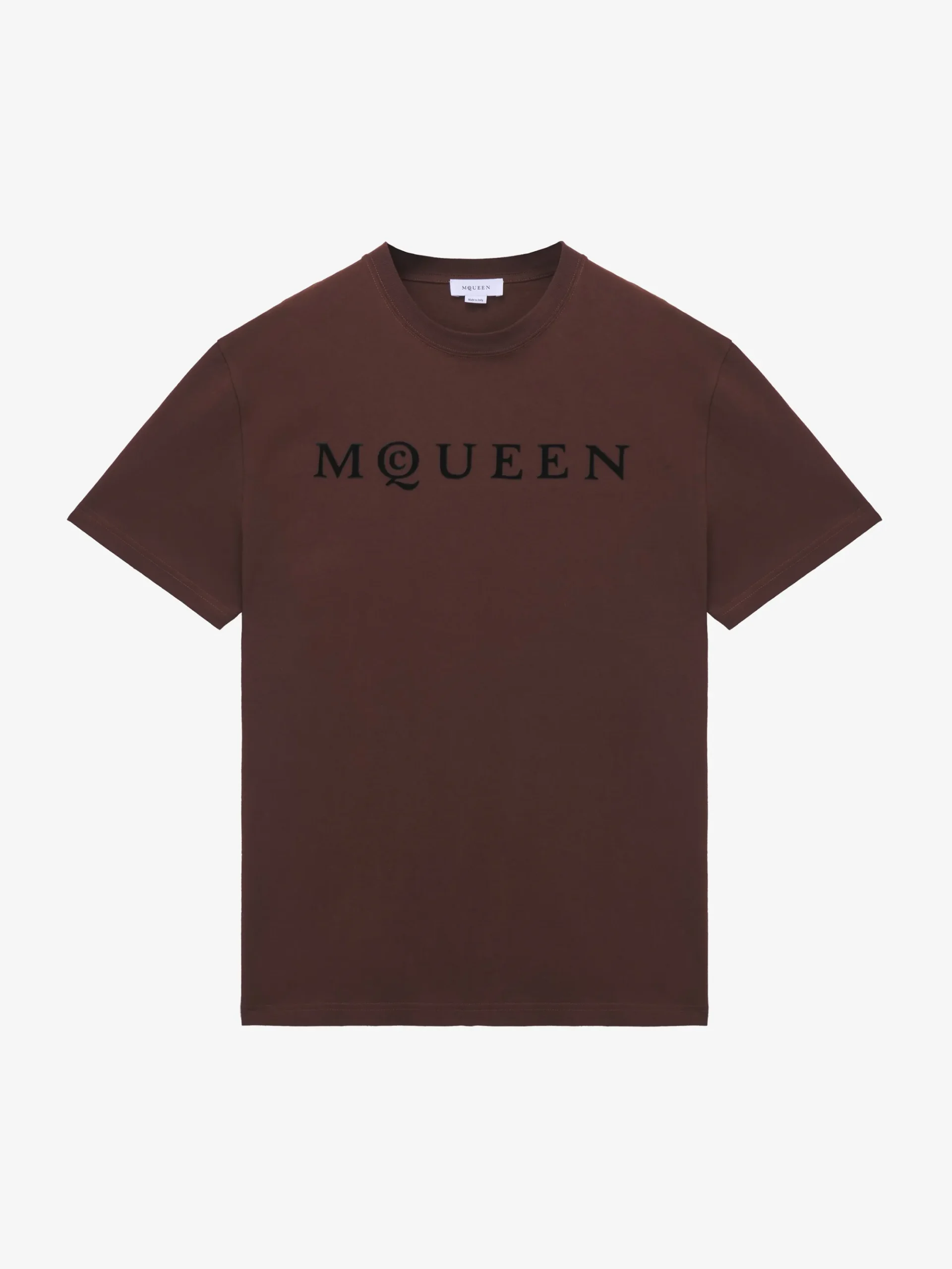 Men's Flocked McQueen Logo T-shirt in Deep Red