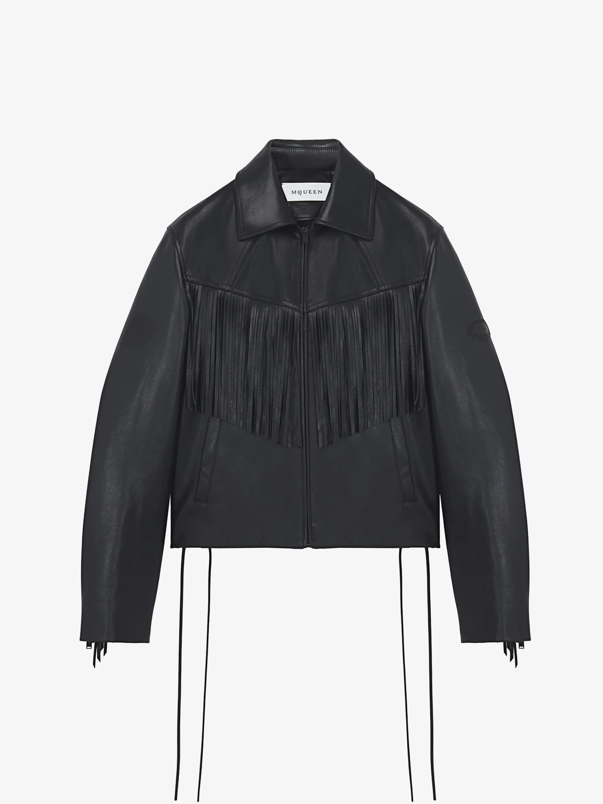 Men's Fringe Leather Jacket in Black