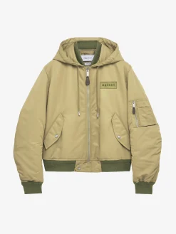 Men's Hooded Nylon Jacket in Beige