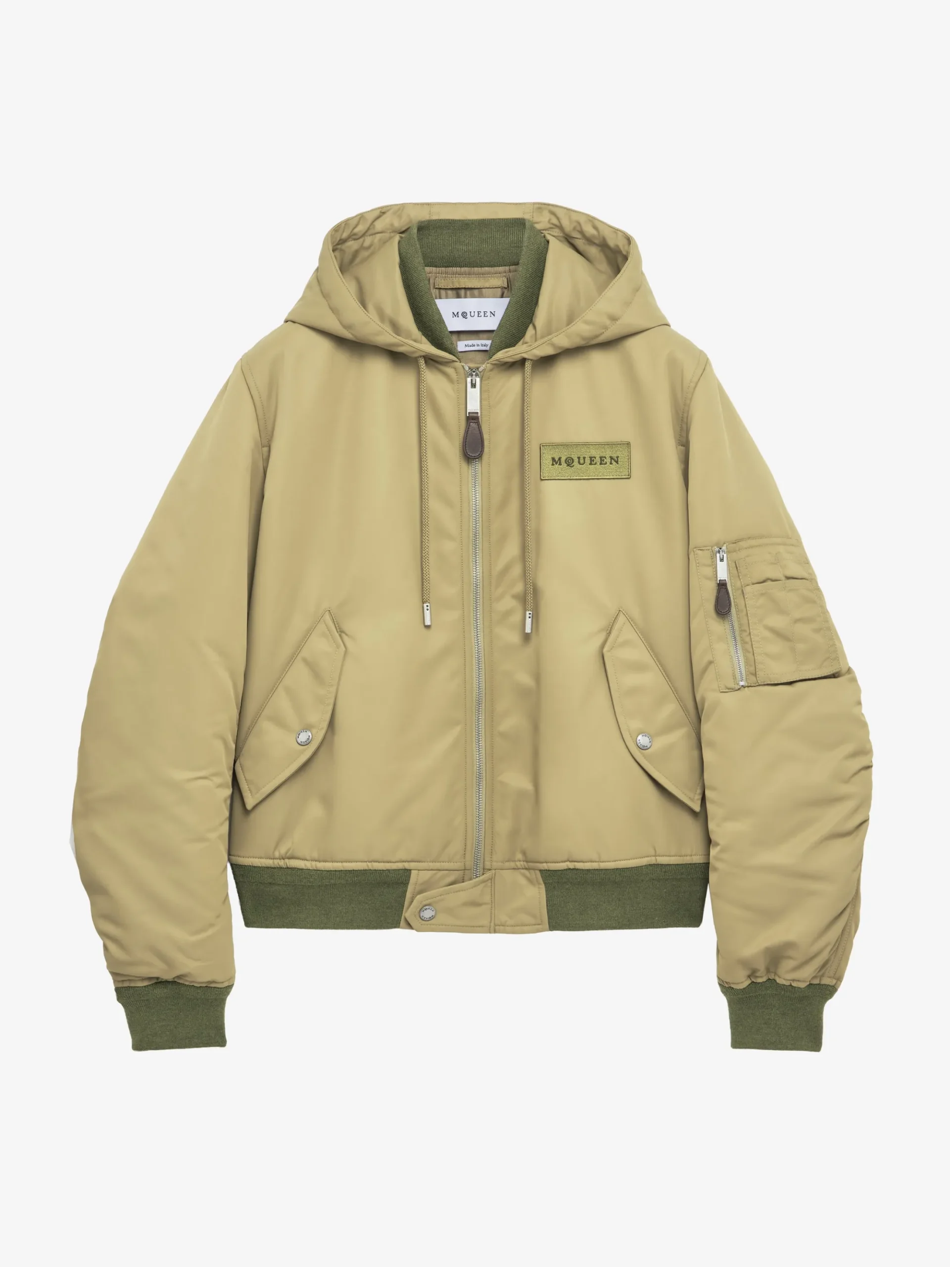 Men's Hooded Nylon Jacket in Beige