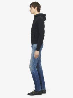Men's Hooded Zip Through Sweatshirt in Black