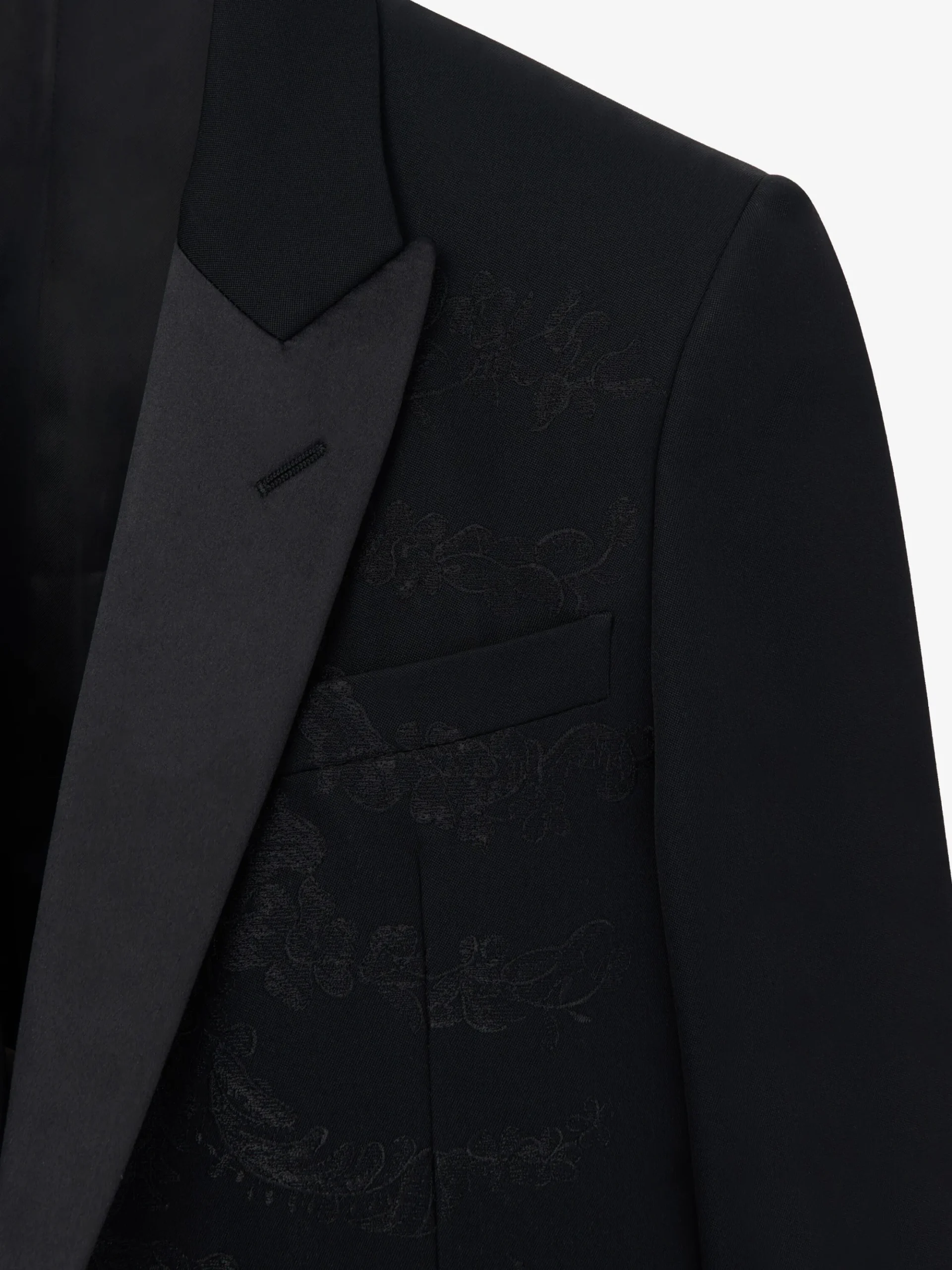 Men's Lace Ribcage Embroidery Single-breasted Jacket in Black
