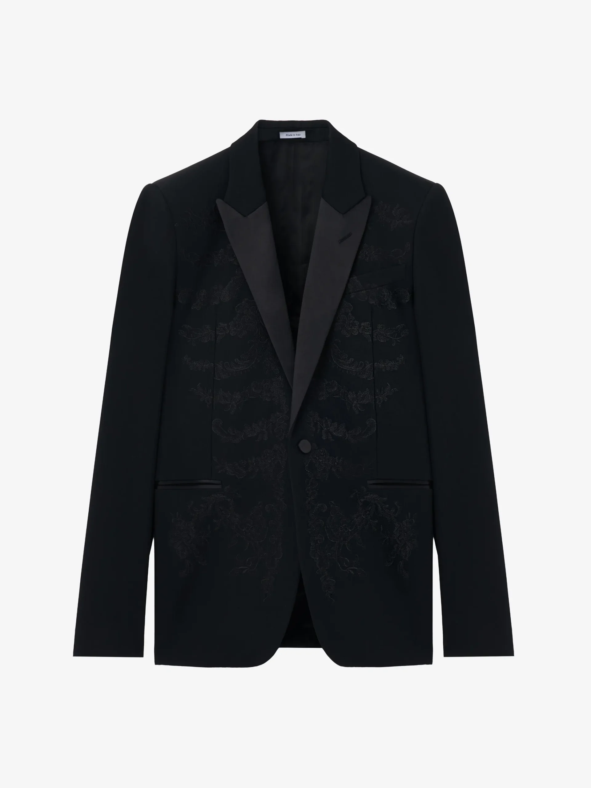 Men's Lace Ribcage Embroidery Single-breasted Jacket in Black