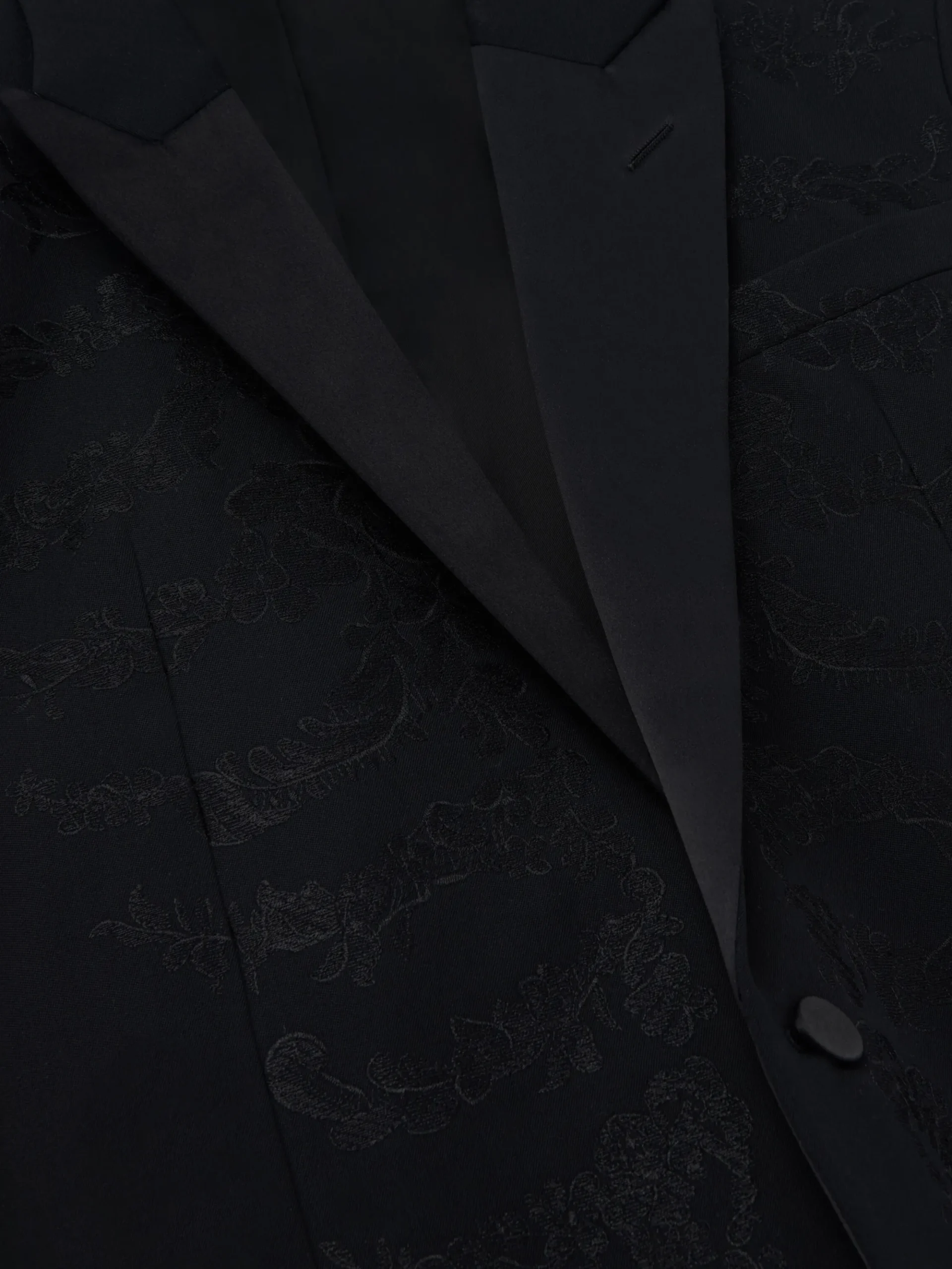 Men's Lace Ribcage Embroidery Single-breasted Jacket in Black