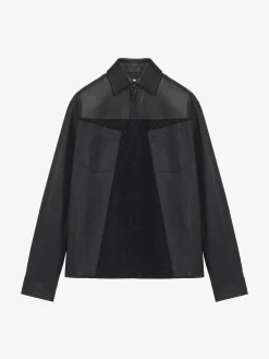 Men's Leather Overshirt in Black