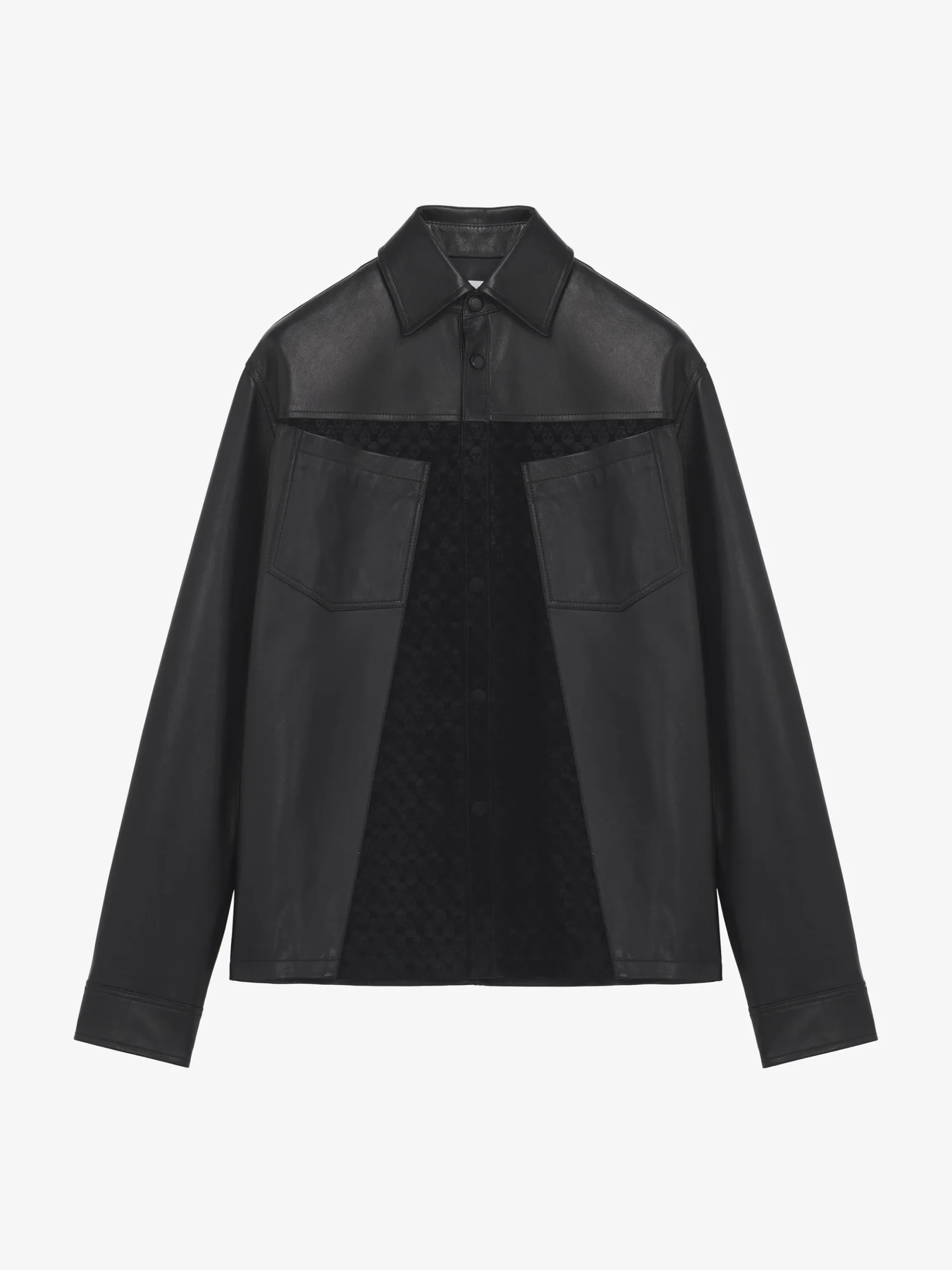 Men's Leather Overshirt in Black