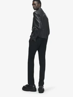Men's McQueen Classic Leather Biker Jacket in Black