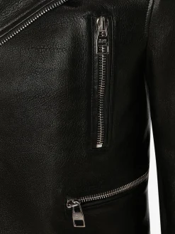 Men's McQueen Classic Leather Biker Jacket in Black