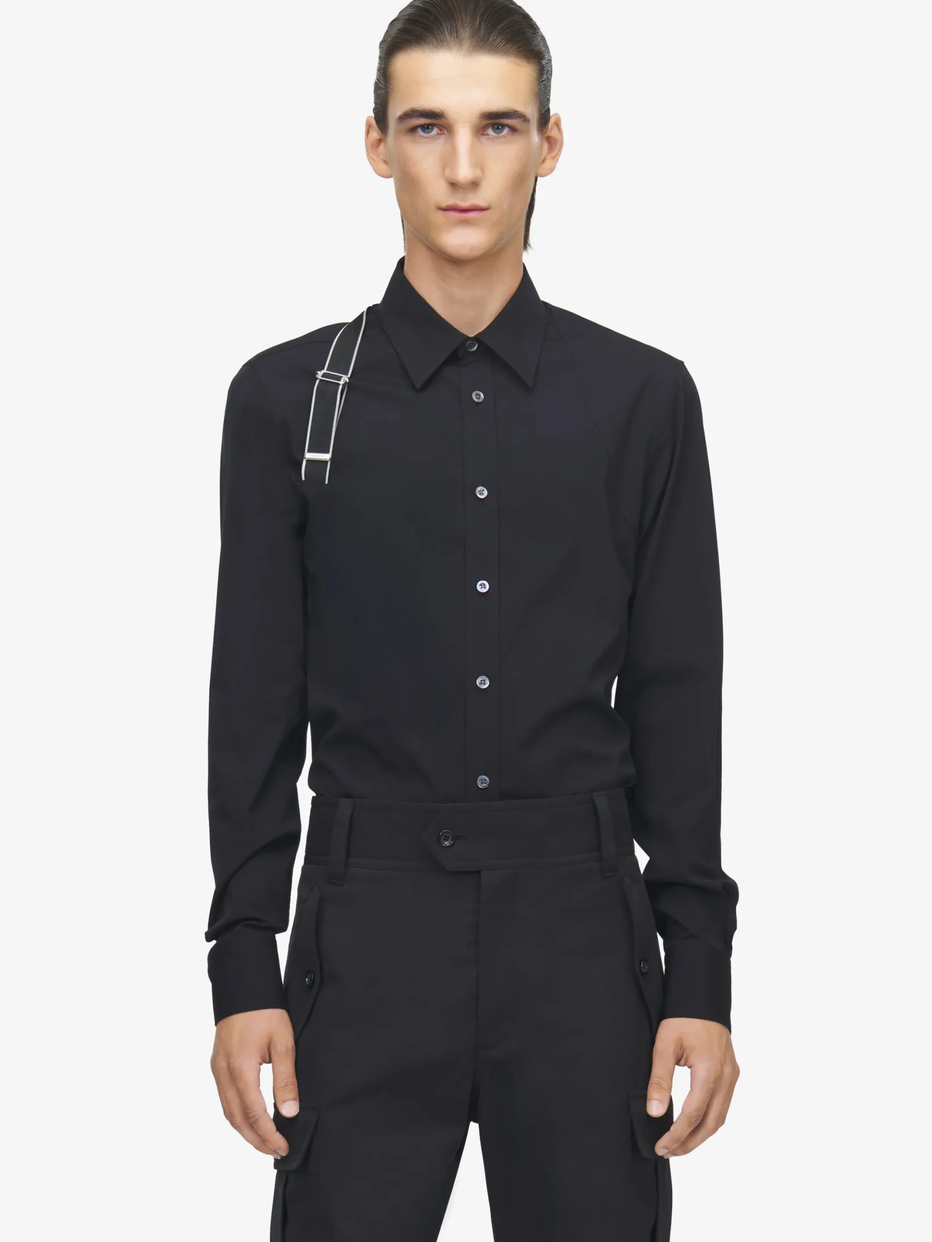 Men's McQueen Logo Harness Shirt in Black